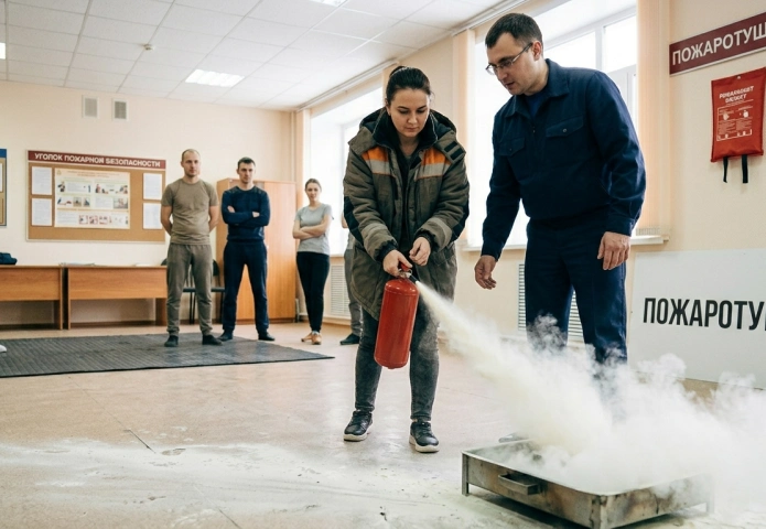 Обучение пожарной безопасности, борьба с огнем в здании