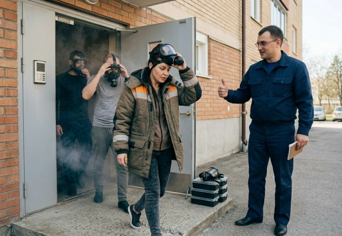 Пожарная безопасность, завершение учений